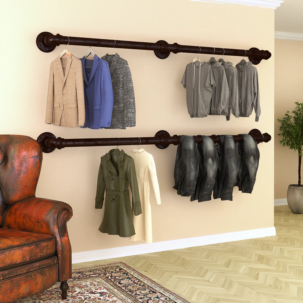 Wandrek met twee niveaus van metaal, wandmodel, kleur zilverkleurig