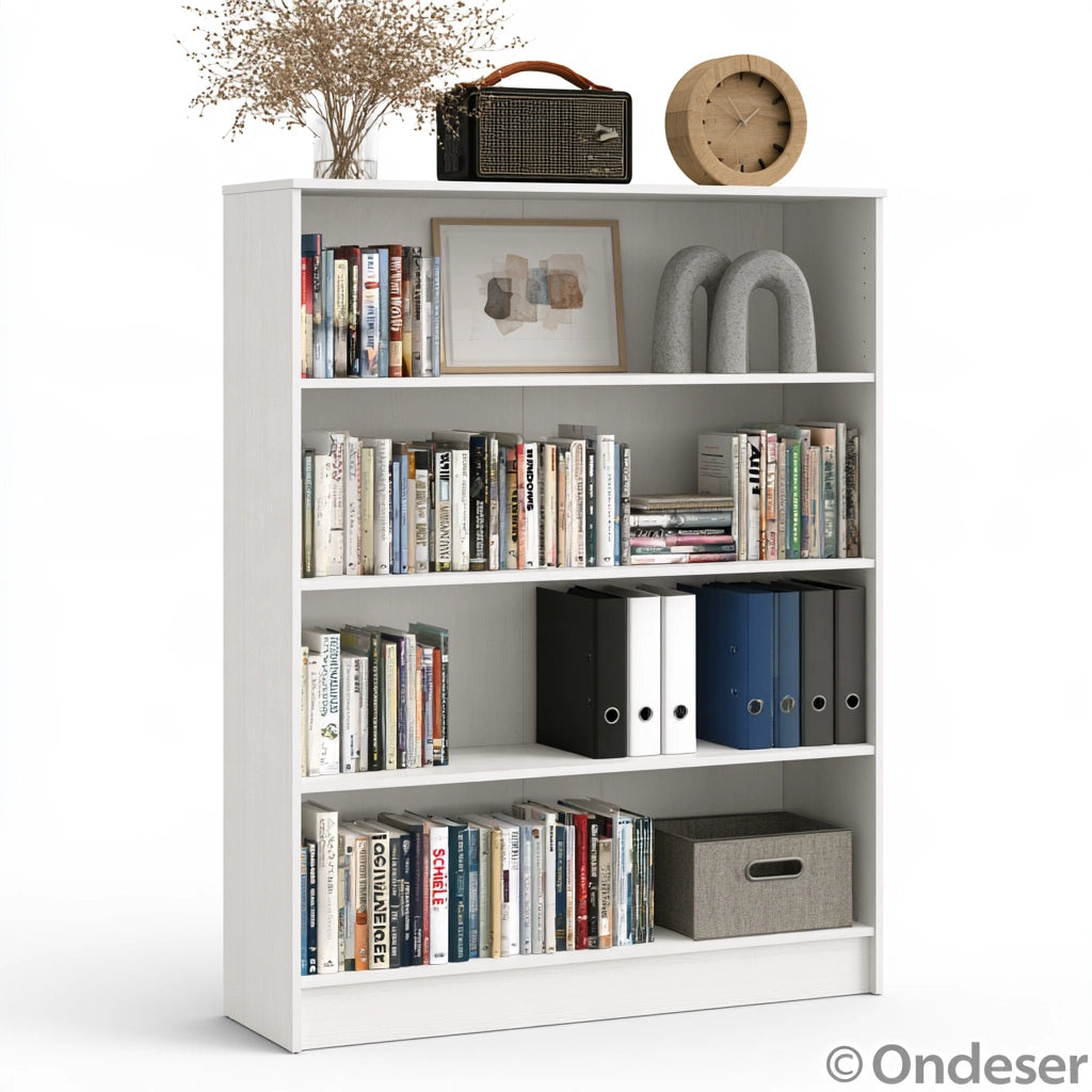 Boekenkast met vijf niveaus, kleur wit