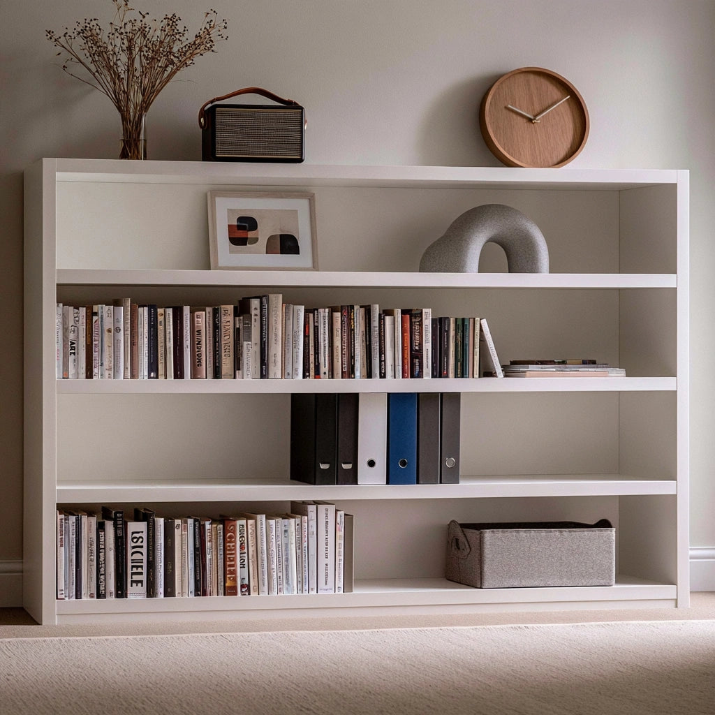 Boekenkast met vijf niveaus, kleur wit
